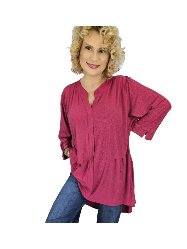 Pri Elegant oversize Brocade tunic shirt with longer back NEVADA