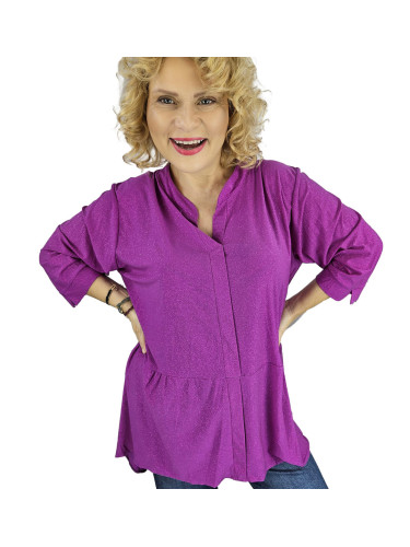 Pri Elegant oversize Brocade tunic shirt with longer back NEVADA