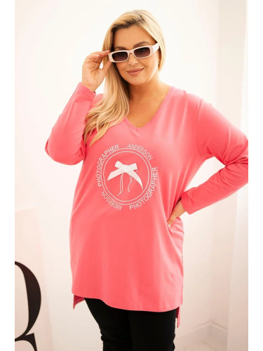 Kesi Women's blouse with a longer back and print pink