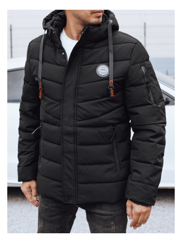 Мъжко зимно яке с качулка, черно