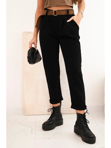 Kesi Włoski Women's pants with a belt in striped black