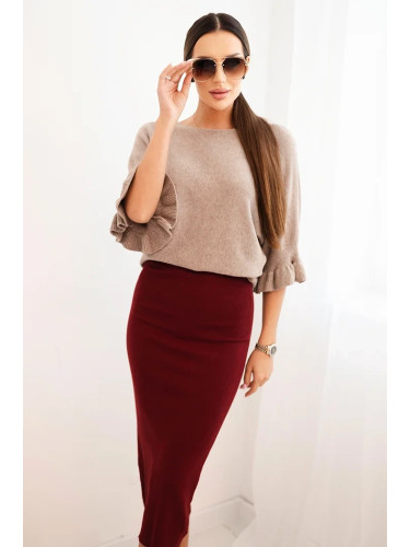 Дамска пола тип „калъф“ с ластик на талията