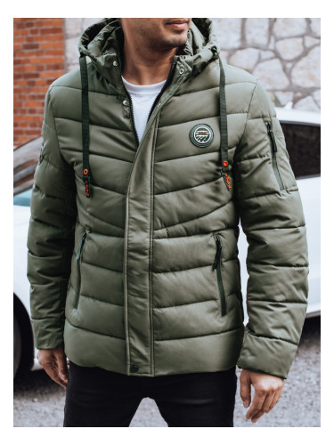 Мъжко зимно яке с качулка, зелено