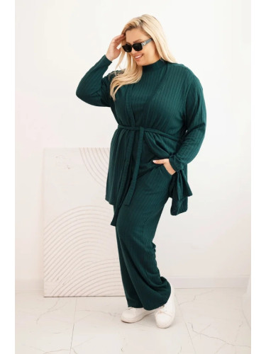 Kesi Three-piece women's Plus Size set dark green