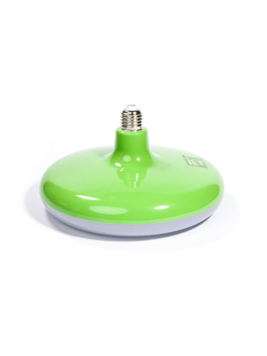 LED лампа, 24W, E27, 230VAC, 1900lm, 6500K, студенобяла, UFO, BB01-52423, зелен корпус
