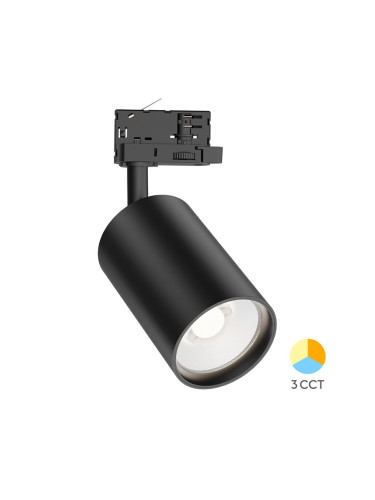 LED прожектор за релса, за четирипроводна релса, 30W, 230VAC, 2960lm, 3в1 цвята, BD40-00781, черен корпус