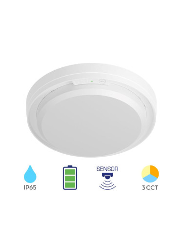 LED панел, аварийно осветление, 18W, 230VAC, 2000lm, 3в1, бял, ф222x48mm, BC15-00980, Li-Ion батерия, IP65