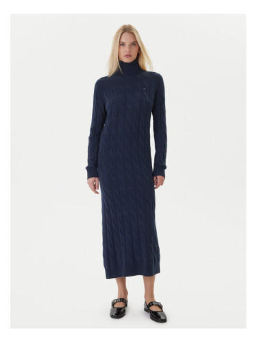 Tommy Hilfiger Плетена рокля WW0WW46429 Тъмносин Slim Fit