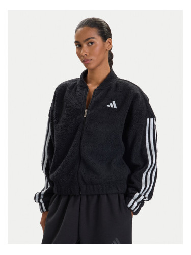 adidas Суитшърт Holiday High Pile JM1891 Черен Loose Fit