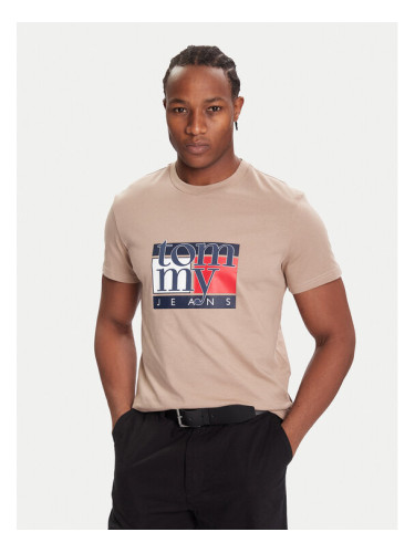 Tommy Jeans Тишърт DM0DM21977 Бежов Regular Fit