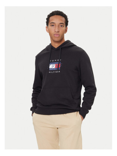Tommy Hilfiger Суитшърт Linear Flag MW0MW41332 Черен Regular Fit
