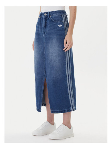 adidas Дънкова пола adicolor 3-Stripes JW2658 Син Regular Fit