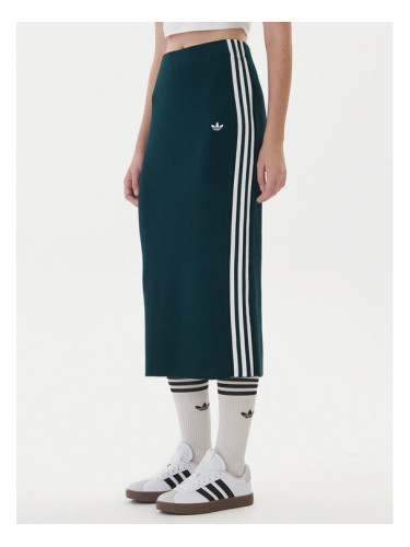 adidas Пола тип молив adicolor Knit 3-Stripes JW2662 Зелен Regular Fit