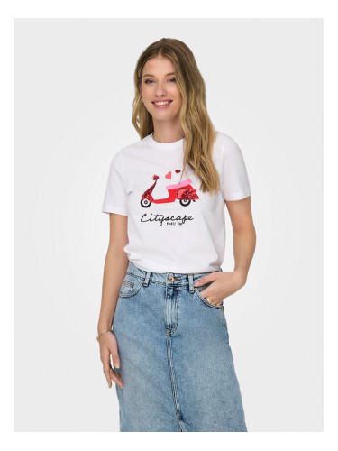 ONLY Тишърт Kita 15316574 Бял Regular Fit