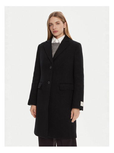 Calvin Klein Вълнено палто LV044D558G Черен Slim Fit
