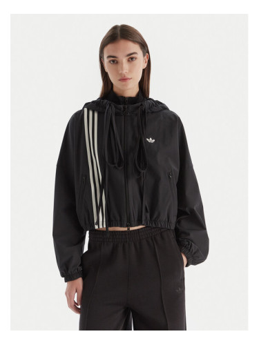 adidas Преходно яке Ribbon Off Placed 3-Stripes JX2698 Черен Oversize