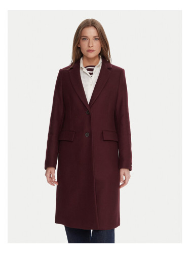 Tommy Hilfiger Вълнено палто WW0WW46547 Бордо Regular Fit