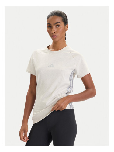 adidas Тишърт Holiday 3-Stripes JM1880 Бежов Slim Fit