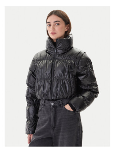 adidas Зимно яке Essentials Glossy 2-In-1 JX2988 Черен Loose Fit