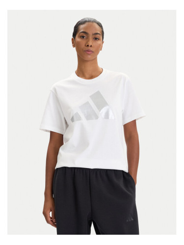 adidas Тишърт Holiday Metallic Graphic JM4427 Бял Regular Fit