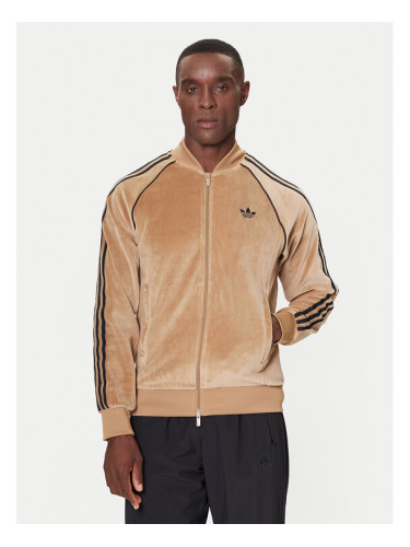 adidas Суитшърт SST adicolor Velour JX1561 Бежов Loose Fit