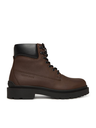Зимни обувки Tommy Jeans Tjm Lace Up Boot Leather EM0EM01629 Кафяв