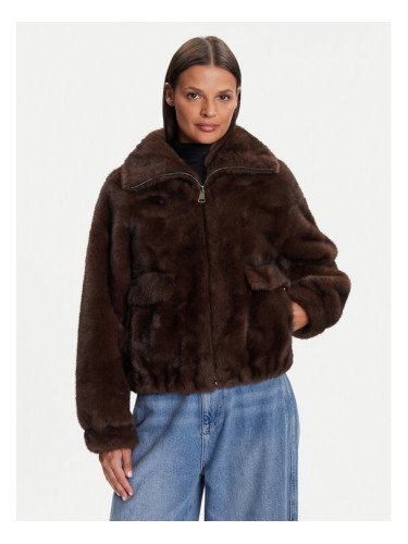 Kontatto Кожено палто Alba GV102N Кафяв Regular Fit