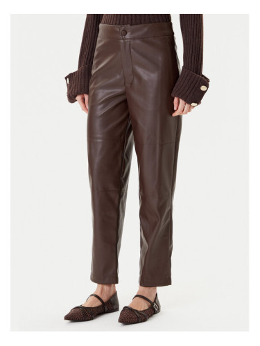 TWINSET Панталони от имитация на кожа 252TP2091 Кафяв Straight Fit