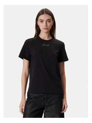 KARL LAGERFELD Тишърт A4W17050 Черен Regular Fit