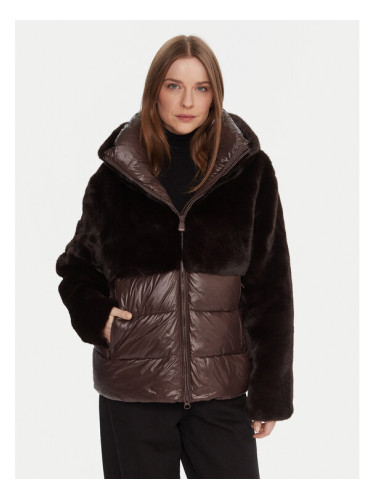 Blauer Кожено палто 25WBLDC02178 Кафяв Regular Fit