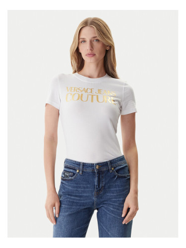 Versace Jeans Couture Тишърт 79HAHT02 CJ03T Бял Regular Fit
