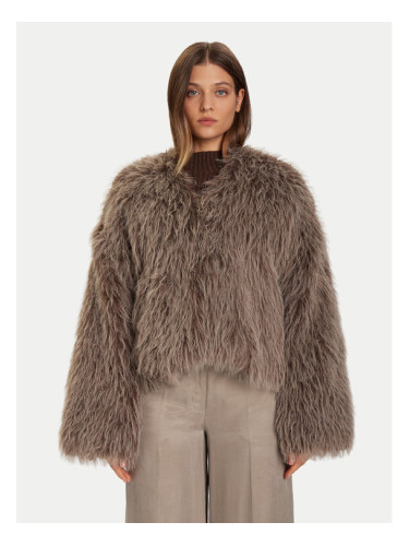 Eleh Кожено палто Grigio Fango EFW250306 Кафяв Regular Fit