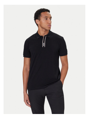 BOSS Тениска с яка и копчета Paddy 50549362 Черен Regular Fit