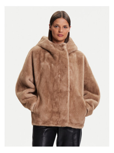 Kontatto Кожено палто Scarlett GV103N Кафяв Regular Fit