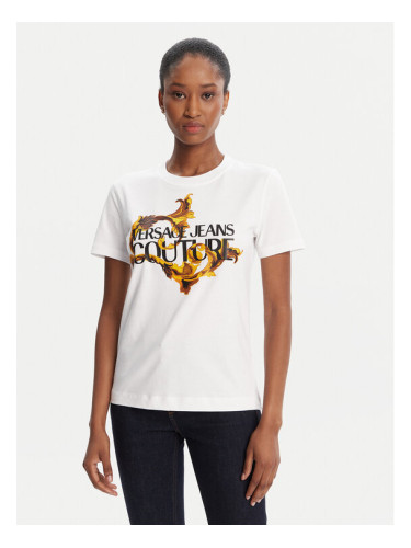 Versace Jeans Couture Тишърт 79HAHE06 CJ00E Бял Regular Fit