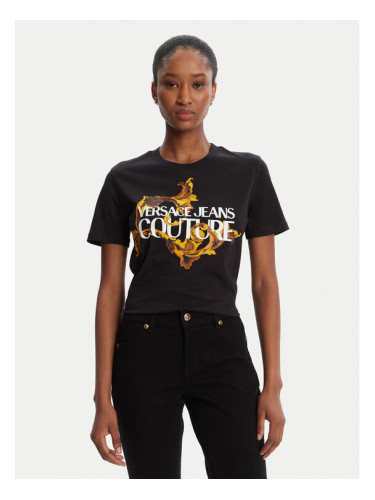 Versace Jeans Couture Тишърт 79HAHE06 CJ00E Черен Regular Fit
