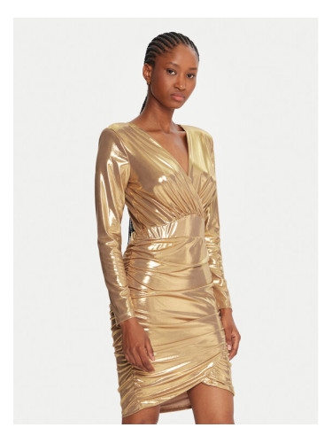 Fracomina Коктейлна рокля FQ25WD1006W59501 Златист Slim Fit