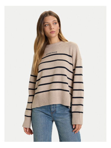 Guess Jeans Пуловер W5BR03 Z3HM1 Бежов Relaxed Fit
