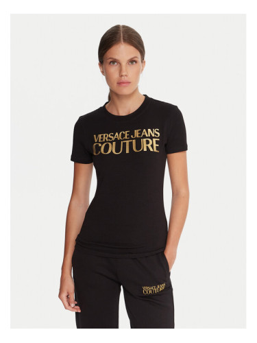 Versace Jeans Couture Тишърт 79HAHT02 CJ03T Черен Regular Fit