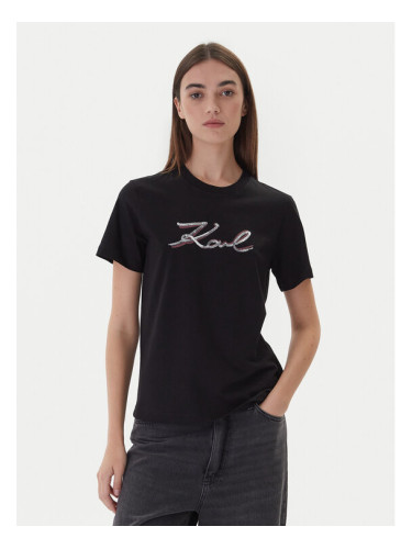 KARL LAGERFELD Тишърт A4W17052 Черен Regular Fit