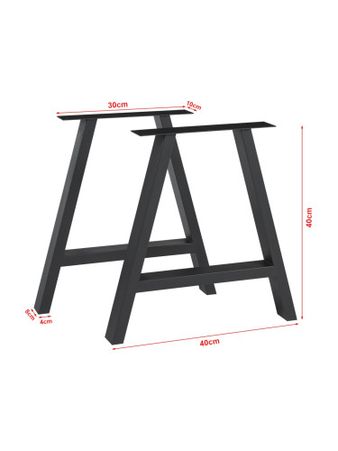 Комплект рамки за маса от 2 стоманени Eschau 40x40 см черни []