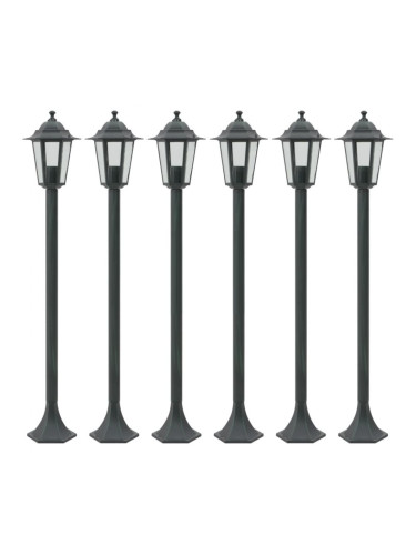 Sonata Градински стълбове, 6 броя, E27, 110 см, алуминий, тъмнозелено