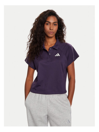 adidas Тениска с яка и копчета Stadium 3-Stripes Tennis Inspired Jacquard JY3426 Виолетов Regular Fit