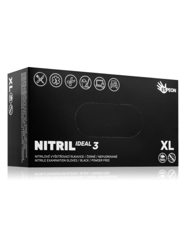 Espeon Nitril Ideal3 Black нитрилни ръкавици без пудра размер XL 100 бр.