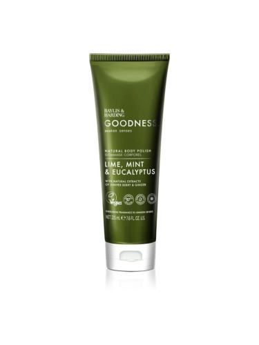Baylis & Harding Goodness Awaken Senses освежаващ пилинг за тяло аромати Lime, Mint & Eucalyptus 225 мл.
