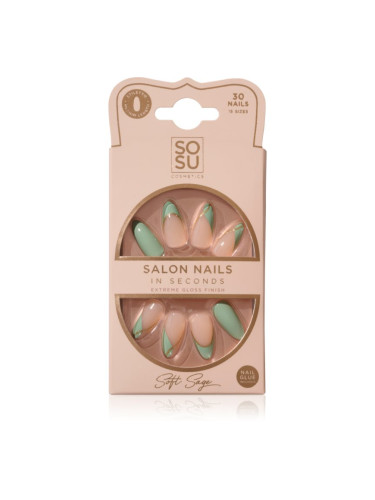 SOSU Cosmetics Salon Nails Изкуствени нокти цвят Soft Sage 30 бр.