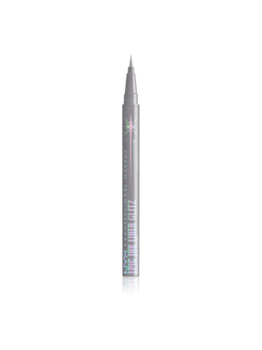 NYX Professional Makeup Bridgerton Royal Epic Ink Liner очна линия с блестящи частици цвят 01 Glitzed In Silver 1 мл.