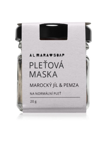 Almara Soap Face Moroccan Clay & Pumice пилинг-маска за лице за нормална кожа 20 гр.