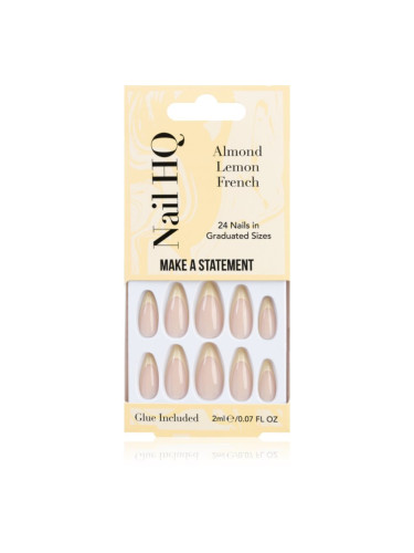 Nail HQ Almond Lemon French Изкуствени нокти с лепило 24 бр.