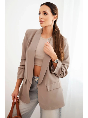 Kesi Włoski Elegant blazer with lapels fango